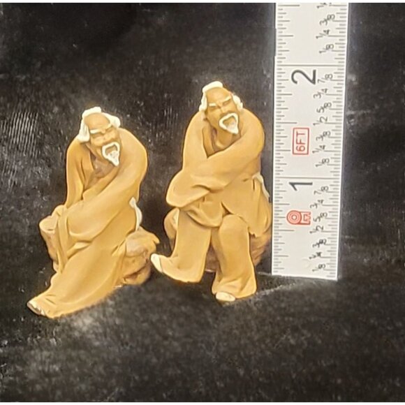 Vintage Chinese Mudmen Figurines, Hand Crafted, Set of 2 - Picture 3 of 10